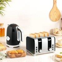 HOMCOM 3000W 1.7L Kettle with Retro Thermometer, 4 Slice Toaster Set in Black