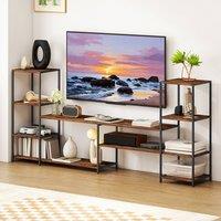 HOMCOM TV Unit for TVs up to 60 Inches, Industrial TV Stand with Shelves in Brown