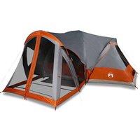 Berkfield Home Family Tent Tipi 8-Person Grey & Orange Waterproof