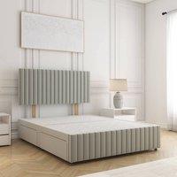 BSSPOKE Emma Plush Velvet Divan Bed 24 Headboard & 4 Drawers No Mattress in Silver | Size: King