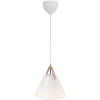 Nordlux Modern Indoor Pendant Light White Glass E27 Brown & Black Strap - Mains Powered, IP20