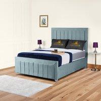 UK Bed Furniture Sierra Upholstered Bed Frame with 48 Headboard - Slatted Base in Light Blue | Size: Single