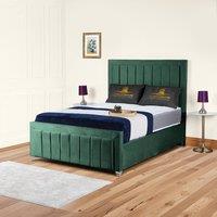 UK Bed Furniture Sierra Upholstered Bed Frame with 48 Headboard - Slatted Base in Green | Size: Single