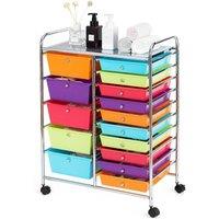 Gymax 15-Drawer Tool Cart Rolling Office Paper Organizer For School Beauty Salon