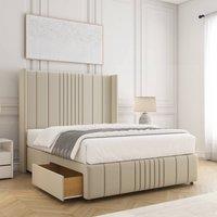 BSSPOKE Elise Plush Velvet Divan Bed 54Headboard 2Drawers Footend No Mattress in Cream | Size: Small Double