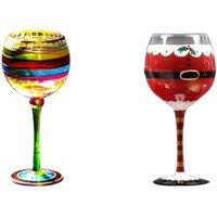Lovii Hand-Painted Christmas Wine Glass Set