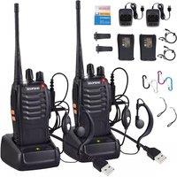 Havendro 2x Walkie Talkie Long Range Two Way Radio + Earpiece in Black