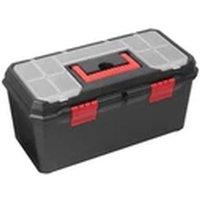 EONLION 19 Heavy Duty Plastic Tool Box Organiser Toolbox in Black