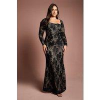 Coast Women's Plus Size Long Sleeve Lace Maxi Dress in Black | Size: 22