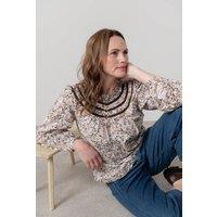 Lily & Me Women's Luna Breathable Cotton Long Sleeve Blouse with Lace Trim in Pink | Size: 14