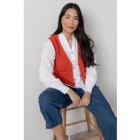 Lily & Me Women's Marly Sleeveless Pointelle Knit V-Neck Cardigan in Red | Size: 20