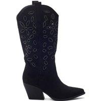 b.soleful Women's 'Gloribel' Alcantara Western Boot in Black | Size: 5