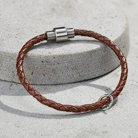 Posh Totty Designs Men's Personalised Fine Brown Leather Message Bracelet | Size: Standard