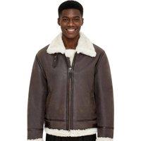 Infinity Leather Men's B3 Aviator Real Sheepskin Leather Flying Jacket-Oxford in Brown | Size: Large