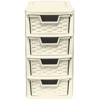 simpa 4 Drawer Rattan Style Tower Storage Unit 38.5cm (H) in Cream