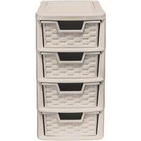 simpa 4 Drawer Rattan Style Tower Storage Unit 38.5cm (H) in Taupe