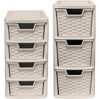simpa 3 & 4 Drawer Rattan Tower Units Duo Sets in Taupe