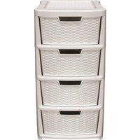 simpa Large Rattan Effect 4 Drawer Storage Tower Unit 82cm (H) in Taupe