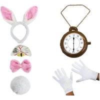 I Love Fancy Dress Pink Rabbit Set With Nose, Gloves & Giant Pocket Watch