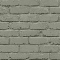 Fine Dcor Painted Brick Wallpaper in Green