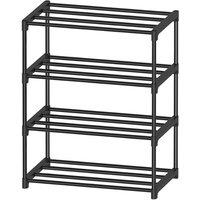 VOGREX 4-Tier Slim Shoe Rack, Narrow, Free-Standing, Tall Organizer Shelf in Black