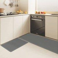 Marlow Kitchen Mat 2Pcs Non Slip Woven Rubber Floor Mat Absorbent Runner Grey | Size: 45 cm x 150 cm