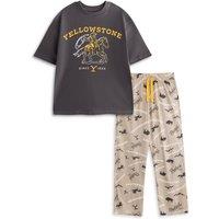 Yellowstone Men's Short Sleeve Long Leg Pyjama Set | Grey | Official | Size: XL