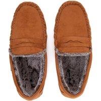 Weird Fish Men's Hector Suede Style Moccasin Slippers in Tan | Size: Medium
