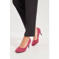 Good For the Sole Women's : Wide Fit Elsa Almond Toe Stiletto Heel Court Shoes in Burgundy | Size: 3
