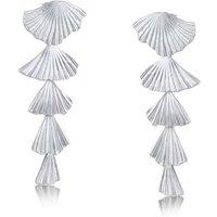 BIG METAL LONDON Women's FREYA FAN DROP LONG TIERED EARRINGS in Silver | Size: 8 cm