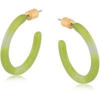 BIG METAL LONDON Women's OLEANDRE THIN RESIN HOOP EARRINGS in Lime | Size: 3 cm
