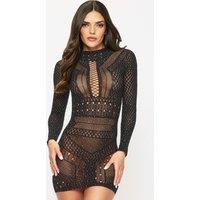 Ann Summers Women's Jewelled Janelle Dress in Black | Size: 2XL