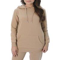 Smart Living Women's Soft Longline Hoodie Pullover with Kangaroo Pocket in Light Brown | Size: XL