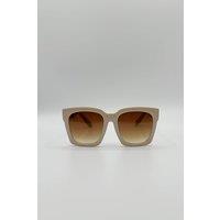 SVNX Women's Oversized Sunglasses with Gold Chain Detail in Beige