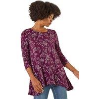 Roman Women's Floral Hanky Hem Tunic Top in Burgundy | Size: 10