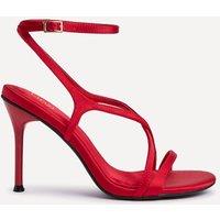 Linzi Women's Taliya Red Satin Strappy Stiletto Heels | Size: 4-Standard Fit