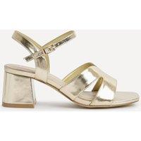 Linzi Women's Empire Wide Fit Gold Faux Leather Link Detail Block Heels | Size: 6-Wide Fit
