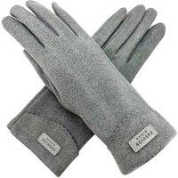 Vellin Women's Plain Gloves with Single Stripe & Fleece Lining in Grey