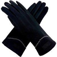 Vellin Women's Plain Gloves with Single Stripe & Fleece Lining in Black