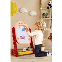 Living and Home Double-Sided Adjustable Drawing Magnetic Easel with Board Games in Red
