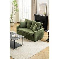 Living and Home 2 Seater Sofa Bed with Cup Holders and Pillows in Green
