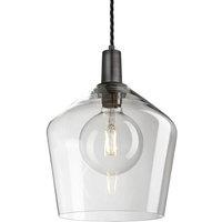 Industville Sleek Clear Glass Schoolhouse Pendant - 10 Inch in Dark Grey | Size: 10 inches