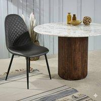IH Design Corona Leather Steel Legs Dining Chairs (Set of 4) in Grey