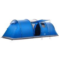 Trail Outdoor Leisure Hexton Large Tunnel Tent 6 Man 2 Bedroom Family Camping Waterproof Sewn In Groundsheet in Blue