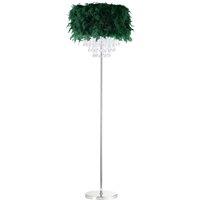 Happy Homewares Modern Chandelier Feather Floor Lamp with Waterfall Acrylic Droplets in Green