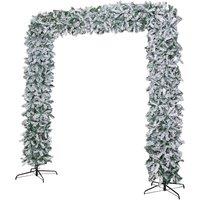 Samuel Alexander 8ft Double Door Snow Flocked Tree Flat Top Arch with 2000 Tips in Green