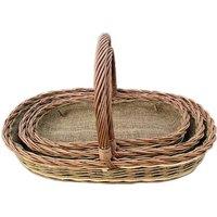 Red Hamper Wicker Set of 3 Holker Lined Garden Trugs in Brown