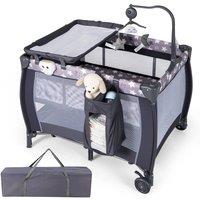 Costway 3 in 1 Baby Activity Center Foldable Playpen w/ Diaper Changing Table in Grey