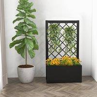 Costway Elevated Lattice Planter 112CM Metal Planter Box with Trellis in Black