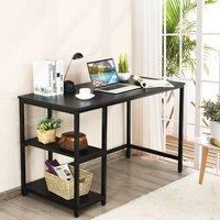Costway 120x60cm Computer Desk Industrial Writing Table w/Storage Shelves in Black | Size: 120x60 cm